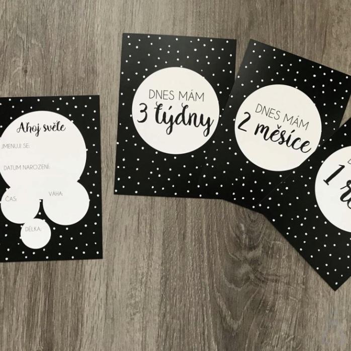 MILNÍKOVÉ KARTIČKY POLKA DOT BLACK PRO MIMINKO 35KS (UNISEX)